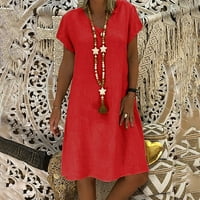 Ženska ljetna labava labava boja kratkih rukava s kratkim rukavima haljina za žene za žene