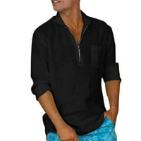 Muška pamučna posteljina od pune casual plus veličina labava majica muški štand ovratnik na dugih rukava majica s dugim rukavima