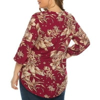 Ženske majice plus veličina Vneck cvjetni print prednjih kratkih leđa majice dugih rukava
