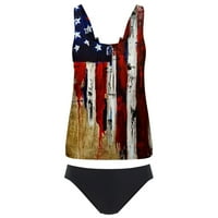 Žene 4. jula Print Tankovi bez rukava Spuštajući kupaći kostim kupaći kostim podstavljeni kupaći kostimi