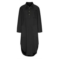 Ženska gumba čvrstog boja Otvori labavi prozračna majica pamučne posteljine duge majice haljine haljine za žene casual congo haljina