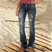 Baggy Jeans Hlače za žene Ležerne prilike visoke struke ravne širine nogu labave hlače sa džepovima