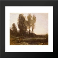 Manastir iza drveća uokvirenog umjetnosti ispisa Camille Corot