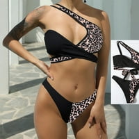 Žene Leopard uzorak uzorak nepravilnog kupaćih kostim ramena