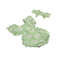 Calsunbaby Newborn Baby Girls Ljetna odjeća Postavite novorođenčad bez rukava Chrysanthemum Print Romper