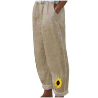 Youmoao posteljine za žene za žene Ljetne elastične strukske pantalone za pojaseve džepne pantalone