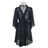 Kompleti za žensku odjeću crne žene čipka kimono rube chiffon donje rublje Mesh Chemise s