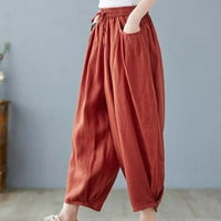 Leesechin plus veličina posteljina hlače za čišćenje modnih žena plus veličine crtež casual čvrstih