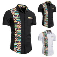 Advoicd Muškarci Najveće majice Casual Beach Casual Neregularni print Modni gornji gumb Short Mass Pack