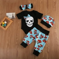 Nokiwiqis Skull Print Halloween odjeća za odjeću za novorođene Babys Boys Girls ROMPER LONG HLAČE Glavna pamučna odjeća za pamučnu odjeću