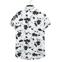 Muška majica Ležerne prilike modernog labavog fit pamučnog posteljina Ispis bluza s kratkim rukavima, ljetne majice na plaži