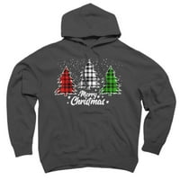 Božićno drvsko bivolo ugljena siva grafički pulover Hoodie - Dizajn ljudi M