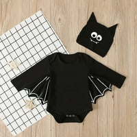 Dadaria Baby odjeća 0-18 mjeseci TODDLER Baby Boys Girls Black Pamuk Bat rukavac Halloween Cute Hat
