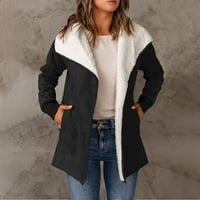Yubatuo ženska ležerna puna boja labava plišana velika jakna sa džepovima kaputi za žene crne l
