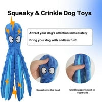 Screaky pse igračke, hobotnici Nema punjenja plišanih psa žvakaći igračke za štene za zube, kućne ljubimce i zabavne, izdržljive interaktivne psečke igračke za štenad, male, srednje i velike pse, pakovanje