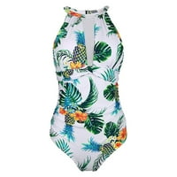 Royallove ženski cvjetni print kupaći kostimi za plivanje visokih vrata ruched monokini kupaći kostimi