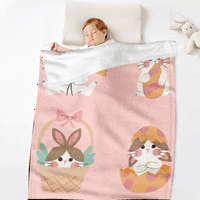 DiCasser Uskršnja jaja baršun runo baca pokrivač s jastukom plišane flanelne deke za bebe za kućni kauč,