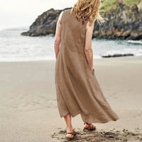 Ljetne haljine za žene Ženske haljine za odmor na plaži Tasterne haljine bez rukava od pune sunčane