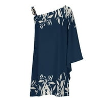 Haljine za žene mini off-the-rame na ramenu ljetni datum tiskanog elegantnog haljina temperament plavog