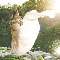 Ljetna materinska odjeća Žene Trudnice Fotografija rekvizita s ramena bez rukava od pune haljine snižena bijela