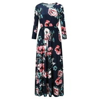 Miayilima mini haljine za žene jesen Novi cvjetni ispisani posadni vrat dugih rukava s dugim rukavima,