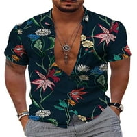 Colisha Muškarci Ljetni košulje Rever vrat kratkih rukava Bluza Ležerne prilike za odmor Floral Print