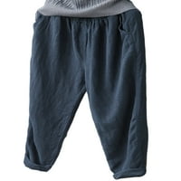 Leuncero Solid Color Pant za žene Elastične pojaseve džepova Hlače Lady Casual Loose Harem hlače pantalone