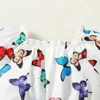 TODDLER Baby Girl Set Set Kids Gilrs Butterflys Ispisuje kratke rukave Top kratkih hlača Odjeća odjeća za djevojke 12-mjeseci