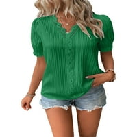 Arvbitana ženska ljetna tunika vrhova kratkih rukava za rušenje čipke patchwork V-izrez Dressy majica Solid boja majica s L XL XXL