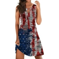Dan odjeće za žensku Amerikanku Amerikanca 4. jula tiskani Boho sundress za žene casual ljetna haljina
