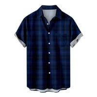 Muška ploča haljina Klasična fit casual majica kratkih rukava dolje majice sa džepom plave l