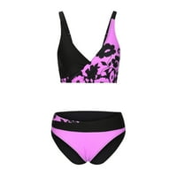Kupaći set za ženske kostim od tiskanih kostima za žene s V-izrezom odvaja kupaće kostim Hot Pink XL