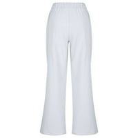 PBNBP ženske opuštene fit elastične struke pune pamučne patvene pakove sa džepovima Ljetna ležerna pantalona