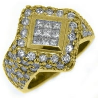 18k žuto zlato 3. kanta za rezanje princeze Nevidljivi set dijamantski prsten