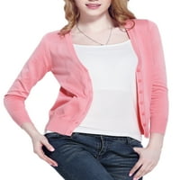 Zodanni Ženska odjeća V izrez Kaput od punog boja Kardigan džemper od labavog jakna Rad ružičasta 4xl
