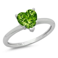 1CT srce rezano zeleno prirodno peridot 18k bijelo zlatni godišnjica za angažiranje prstena 4,5