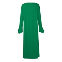 APEPAL ženska casual moda Solid u džepu V-izrez V-izrez Dugi rukavska haljina tamnozelena XL