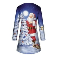 Džemper haljine za žene čišćenje ženskog trendi božićnog božićnog drveća Ispis haljina s dugim rukavima