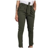 Fartey ženske hlače široke noge sa strukom kravata elastične strugove casual pantalone za ljeto jesenski čvrsti džepovi u boji tanke hlače