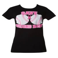 Ženska inzisnost od raka dojke Save druga baza crna majica - 2x-velika