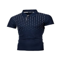 HAITE MENI T majice Dugme Ljetni vrhovi kratki rukav bluza za plažu Radni rever pulover mornarsko plavo