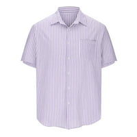 Modni muškarci casual tipke Stripe pansion Short rukav majica Labavi bluza