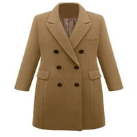 Zodanni Ženski kaput za kaput sa dvostrukim grudima dugački kaput modne kardigan party kaki xl