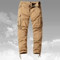 Khaki teretni hlače Muški labavi casual multi džep ravno pune boje vanjske kombinezonske pantalone