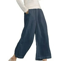 Levmjia Ženske posteljine hlače za čišćenje ljeto više od pamučnog posteljina od pune boje labave casual
