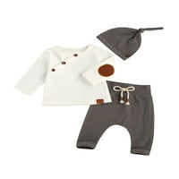 Novorođenče za bebe dječak jesen zimski outfit Dugme dugih rukava majica + harem pantalone + šešir pidžame