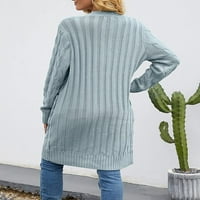 Ženski kabel dugih rukava Klit dugi kardigan otvoreni džemper s džemper s prednjim rukavima