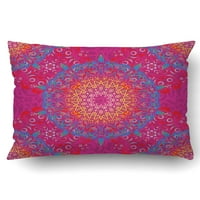 Ikat Damask uzorak pločica u ružičastoj magenti i žutim bojama jastučni jastučni jastuk