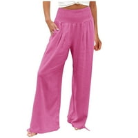 Teretno pamučno posteljina elegantni džepovi za dugi struk joggers pantalone labave hlače za žene vruće