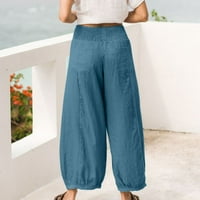 Ayolanni lanene hlače za žene Žene Ležerne prilivne bagerijske džepove Hlače modne pantalone za repute